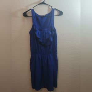 Express Royal Blue Short Ruffle Dress Size Meduim Sleeveless W/ Pockets